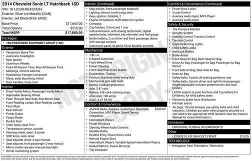 2014 Chevrolet Sonic LT