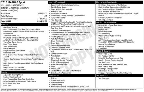 2015 Mazda Mazda6 i Sport