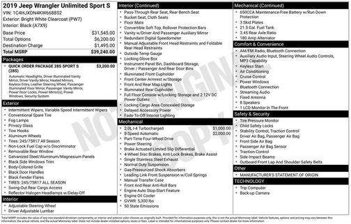 2019 Jeep Wrangler Unlimited Sport