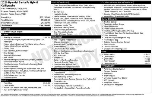 2026 Hyundai SANTA FE HEV Calligraphy