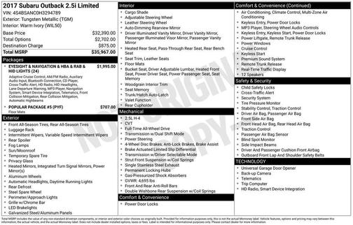 2017 Subaru Outback 2.5i Limited