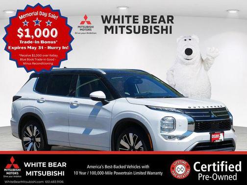 White Diamond/Black Roof 2025 Mitsubishi Outlander SEL S-AWC