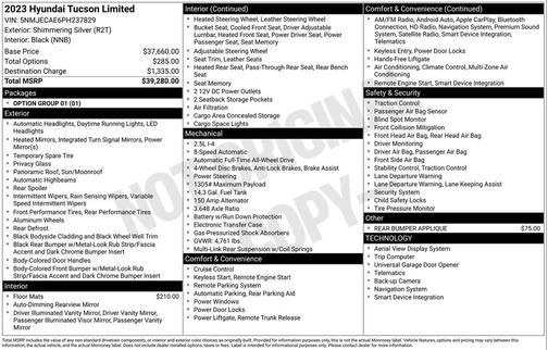Shimmering Silver 2023 Hyundai TUCSON Limited