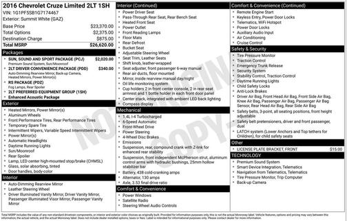2016 Chevrolet Cruze Limited 2LT