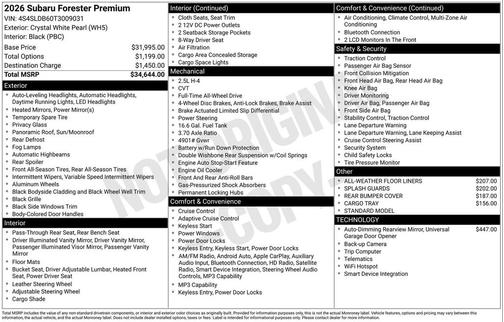 Crystal White Pearl 2026 Subaru Forester Premium