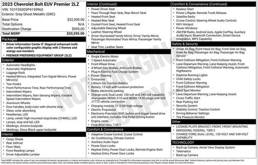 Gray Ghost Metallic 2023 Chevrolet Bolt EUV FWD Premier