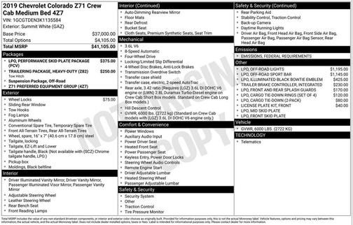 2019 Chevrolet Colorado Z71