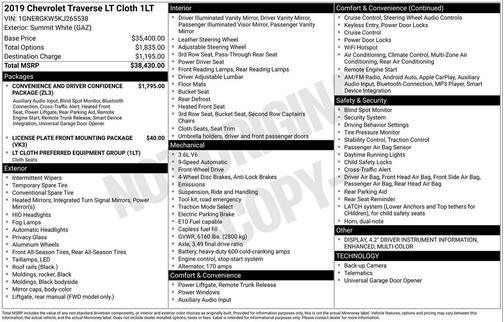 2019 Chevrolet Traverse LT Cloth
