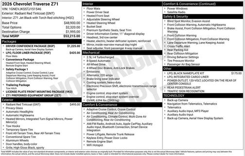 Radiant Red Tintcoat 2026 Chevrolet Traverse AWD Z71