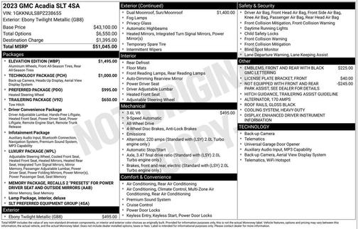 Ebony Twilight Metallic 2023 GMC Acadia AWD SLT