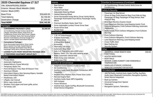 Mosaic Black Metallic 2025 Chevrolet Equinox 1LT