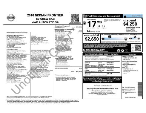 Magnetic Black 2016 Nissan Frontier SV