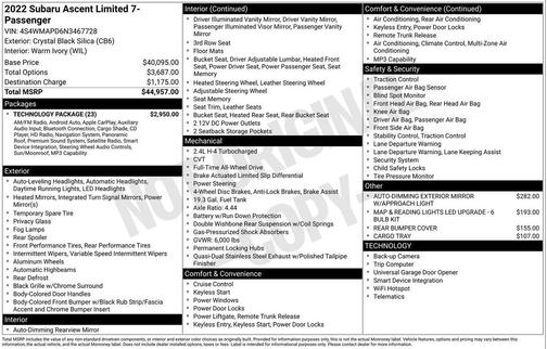 2022 Subaru Ascent Limited 7-Passenger