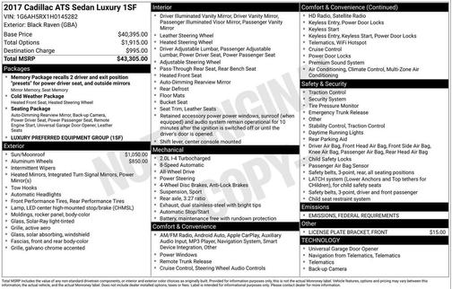 2017 Cadillac ATS 2.0L Turbo Luxury