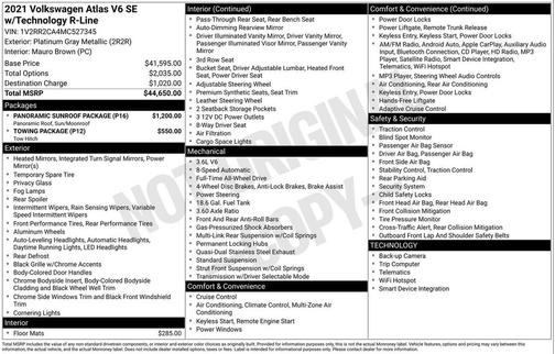 2021 Volkswagen Atlas 3.6L SE w/Technology