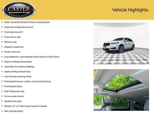 White Diamond Pearl 2019 Acura MDX 3.5L w/Technology Package