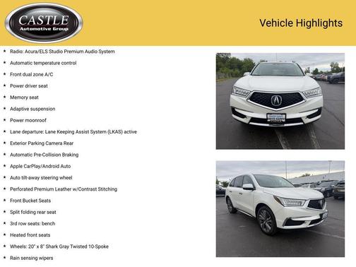 White Diamond Pearl 2019 Acura MDX 3.5L w/Technology Package