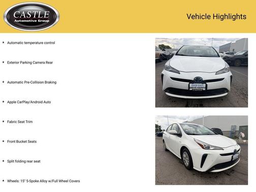 Super White 2021 Toyota Prius LE