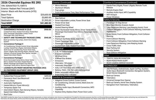 Radiant Red Tintcoat 2026 Chevrolet Equinox AWD RS