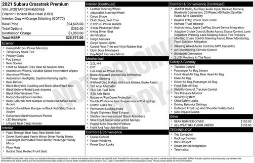 Horizon Blue Pearl 2021 Subaru Crosstrek Premium