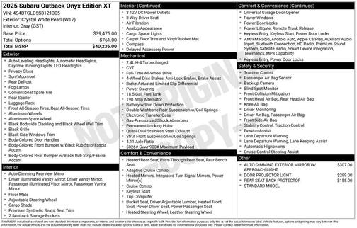 2025 Subaru Outback Onyx Edition XT