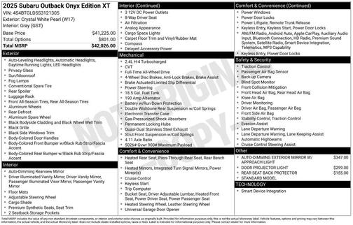 2025 Subaru Outback Onyx Edition XT