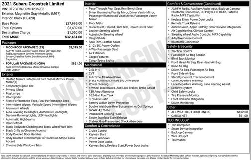 2021 Subaru Crosstrek Limited