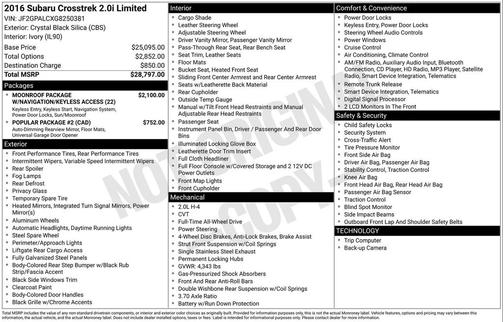 2016 Subaru Crosstrek 2.0i Limited