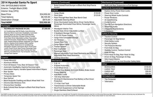 Twilight Black 2014 Hyundai Santa Fe Sport 2.4L