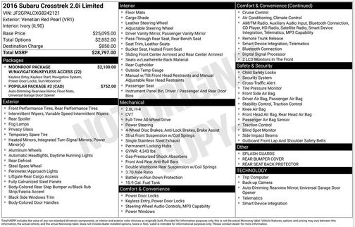 2016 Subaru Crosstrek 2.0i Limited