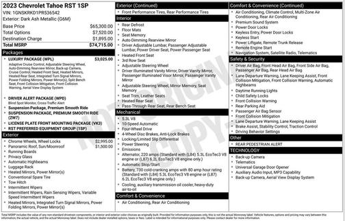 Dark Ash Metallic 2023 Chevrolet Tahoe 4WD RST