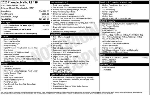 2020 Chevrolet Malibu FWD RS