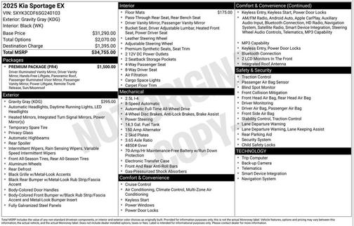 Gravity Gray 2025 Kia Sportage EX