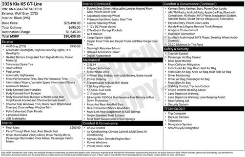 2026 Kia K5 GT-Line FWD