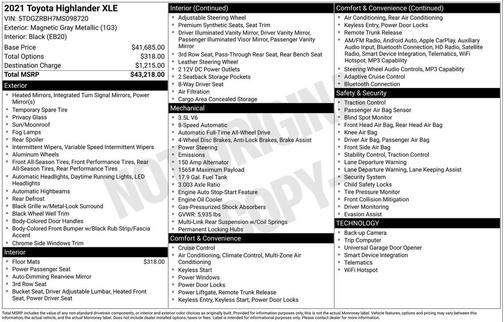 Magnetic Gray Metallic 2021 Toyota Highlander XLE