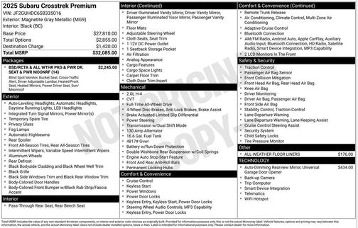 Magnetite Gray Metallic 2025 Subaru Crosstrek Premium