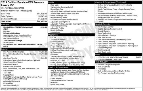 2019 Cadillac Escalade ESV Premium Luxury