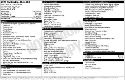 2026 Kia Sportage Hybrid LX