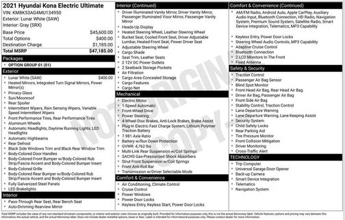 2021 Hyundai KONA EV Ultimate