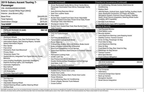 Cinnamon Brown Pearl 2019 Subaru Ascent Touring 7-Passenger