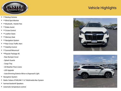 Crystal White Pearl 2024 Subaru Ascent Touring 7-Passenger