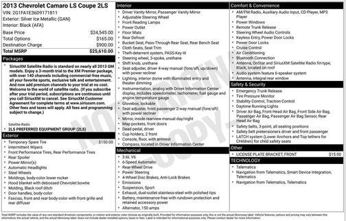 2013 Chevrolet Camaro 2LS