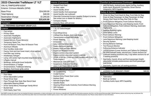 Crimson Metallic 2023 Chevrolet Trailblazer LT