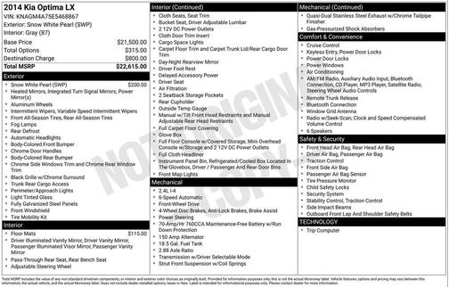 Snow White Pearl 2014 Kia Optima LX