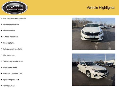 Snow White Pearl 2014 Kia Optima LX