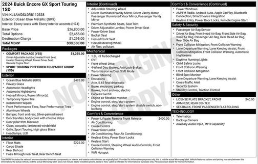 Ocean Blue Metallic 2024 Buick Encore GX Sport Touring