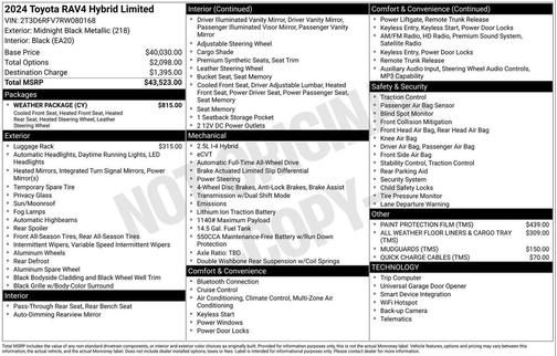 Midnight Black Metallic 2024 Toyota RAV4 Hybrid Limited