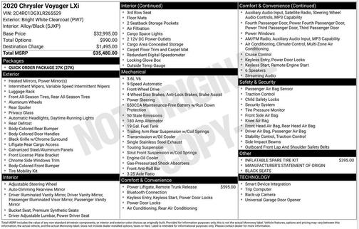 2020 Chrysler Voyager LXI