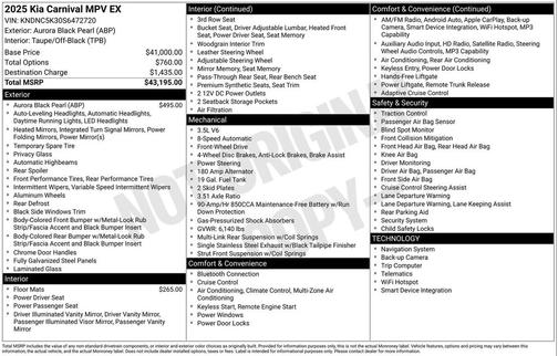 Aurora Black Pearl 2025 Kia Carnival EX