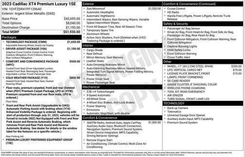 Argent Silver Metallic 2023 Cadillac XT4 Premium Luxury